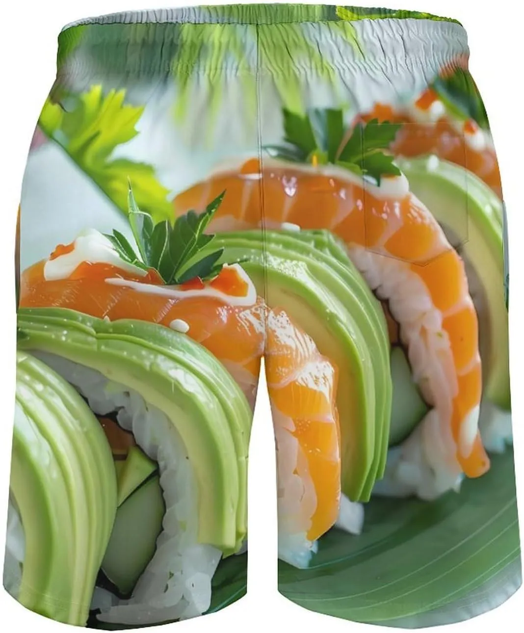 Sushi Dill Pickles Print Men's Swim Trunks Quick Dry Board Shorts Breathable Summer Beach Shorts Bathing Suits
