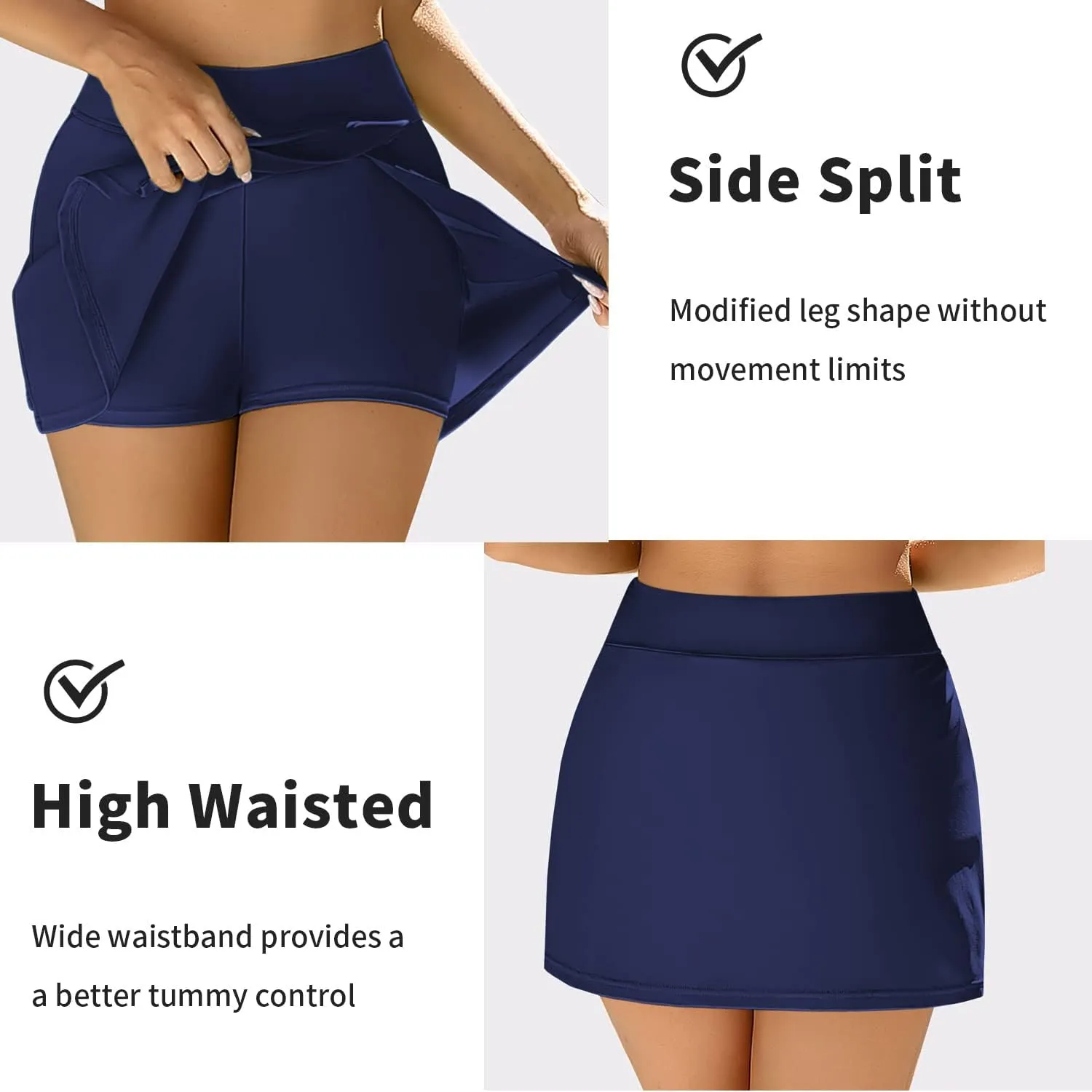 Swim Skirts Women Tummy Control Split Swimsuit Skirt Built in Swim Shorts High Waist Bathing Suit Bottoms