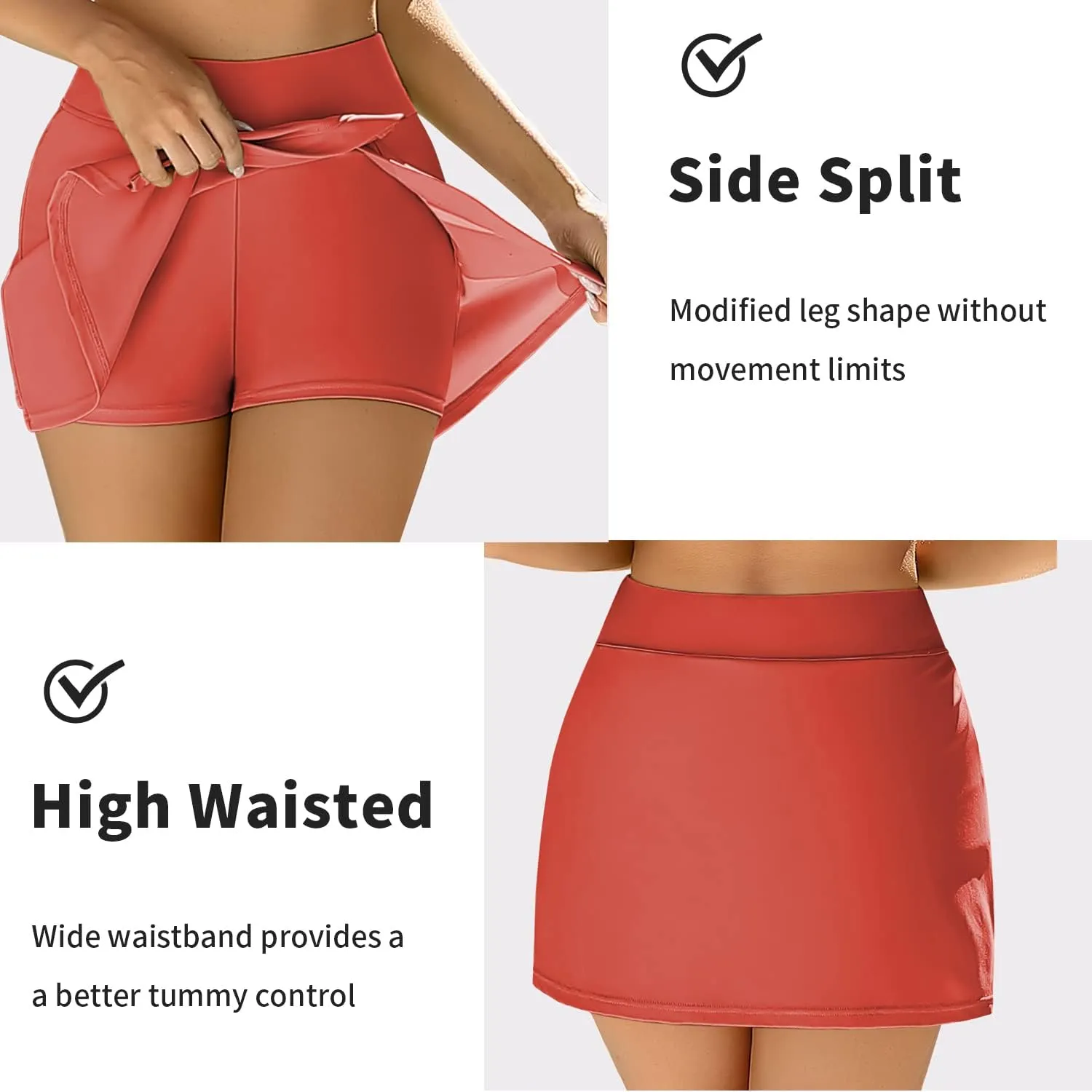 Swim Skirts Women Tummy Control Split Swimsuit Skirt Built in Swim Shorts High Waist Bathing Suit Bottoms
