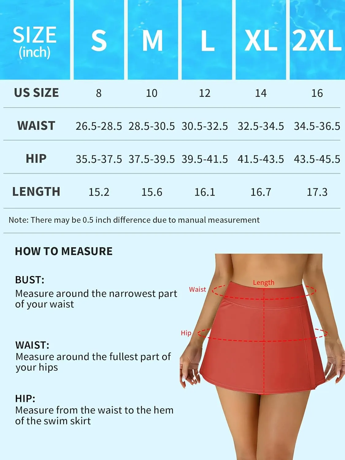 Swim Skirts Women Tummy Control Split Swimsuit Skirt Built in Swim Shorts High Waist Bathing Suit Bottoms