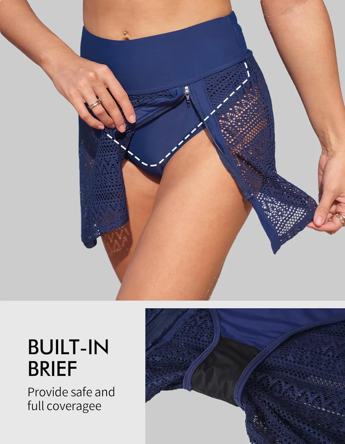 Swim Skirts Women Tummy Control Split Swimsuit Skirt Built in Swim Shorts High Waist Bathing Suit Bottoms