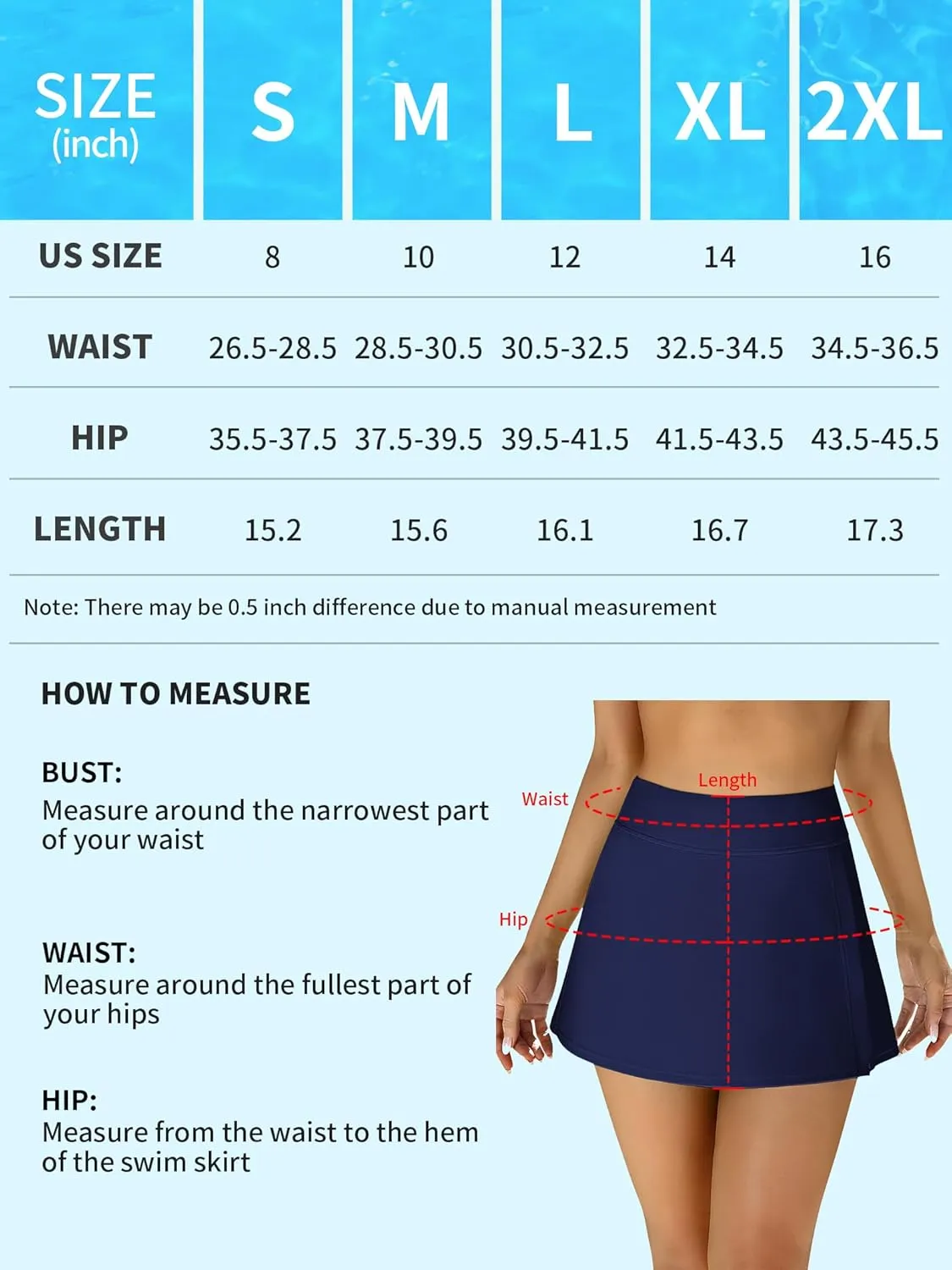 Swim Skirts Women Tummy Control Split Swimsuit Skirt Built in Swim Shorts High Waist Bathing Suit Bottoms