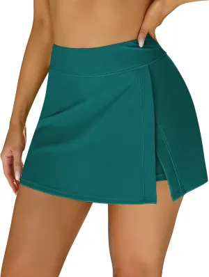 Swim Skirts Women Tummy Control Split Swimsuit Skirt Built in Swim Shorts High Waist Bathing Suit Bottoms