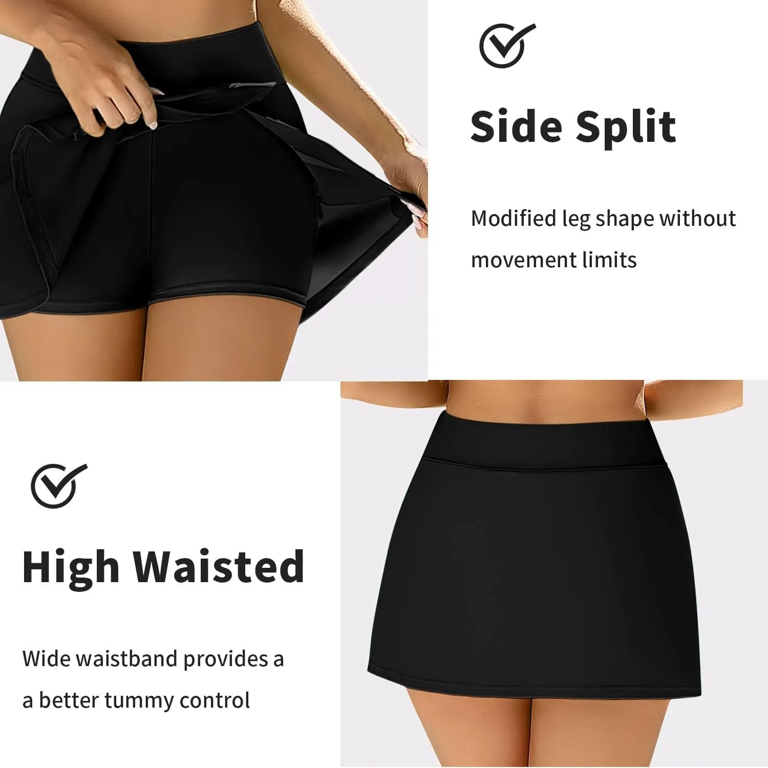 Swim Skirts Women Tummy Control Split Swimsuit Skirt Built in Swim Shorts High Waist Bathing Suit Bottoms
