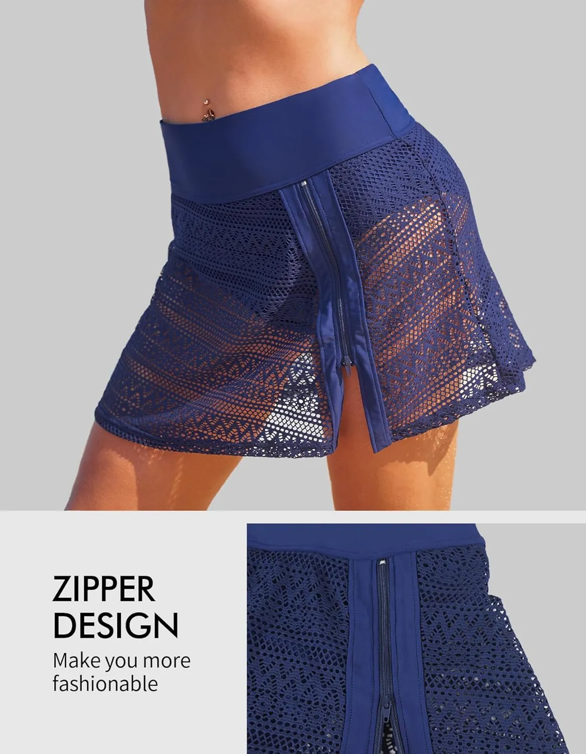 Swim Skirts Women Tummy Control Split Swimsuit Skirt Built in Swim Shorts High Waist Bathing Suit Bottoms