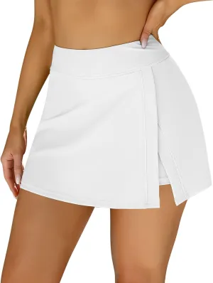 Swim Skirts Women Tummy Control Split Swimsuit Skirt Built in Swim Shorts High Waist Bathing Suit Bottoms