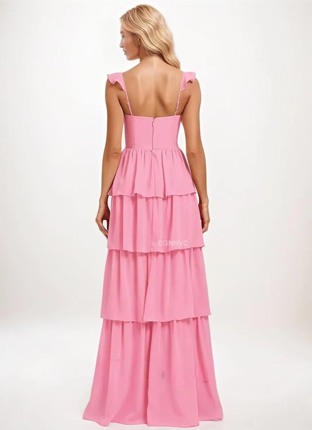 Tiered Ruffles Bridesmaid Dresses for Women 2025 Chiffon Long Formal Evening Party Dress with Slit