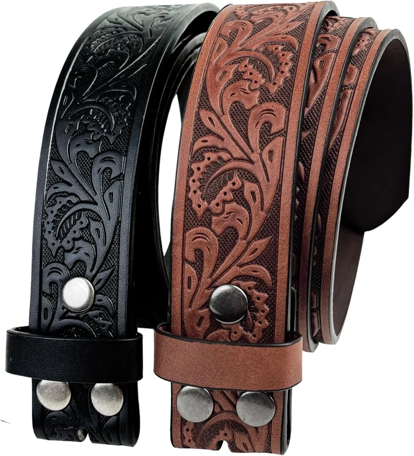 TOPACC 2 Pack Western Belts for Men Women Without Buckle Cowgirl Cowboy Belt Strap 1.5"