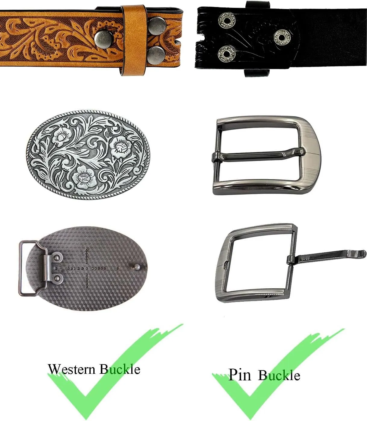 TOPACC 2 Pack Western Belts for Men Women Without Buckle Cowgirl Cowboy Belt Strap 1.5"