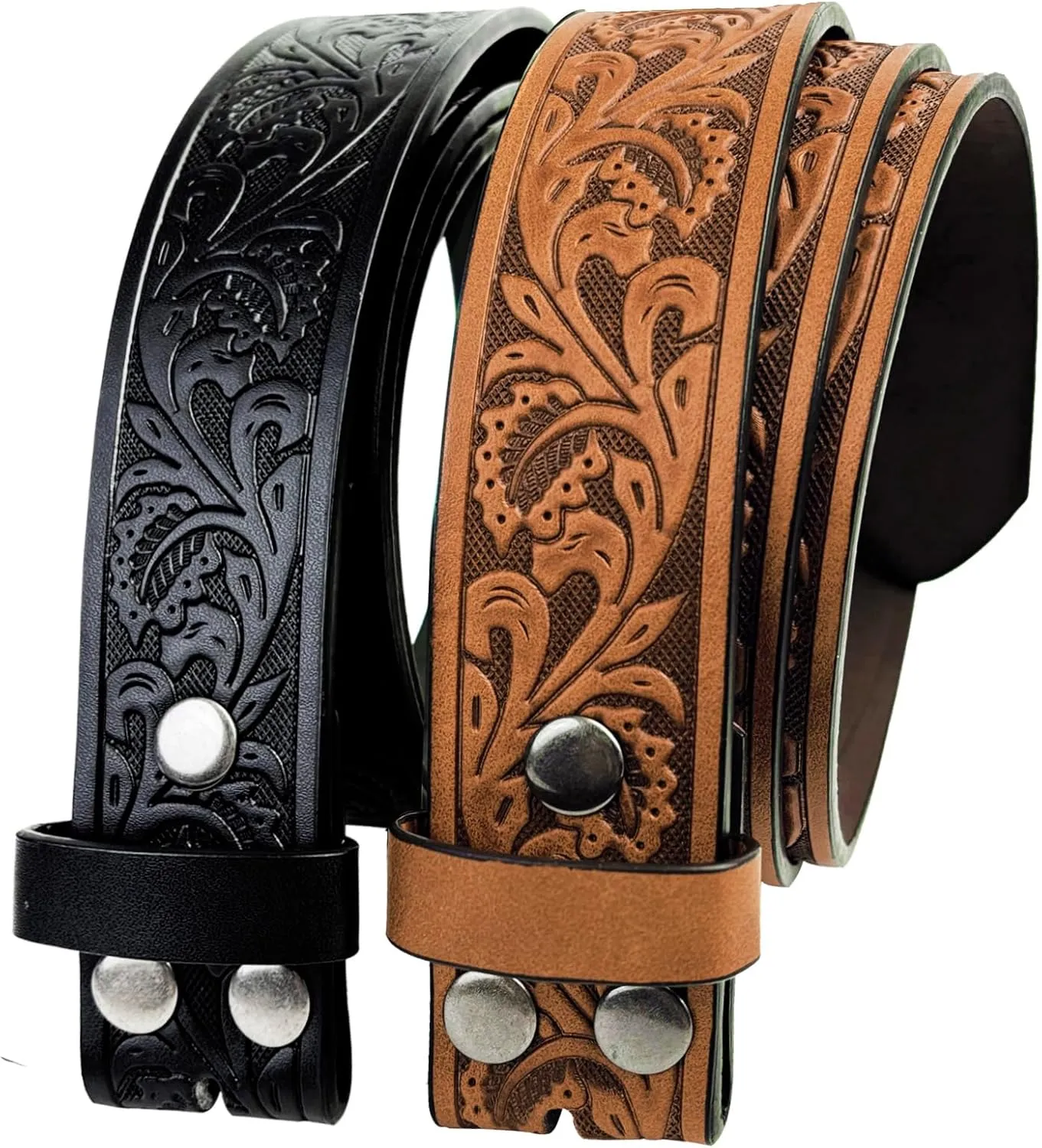 TOPACC 2 Pack Western Belts for Men Women Without Buckle Cowgirl Cowboy Belt Strap 1.5"