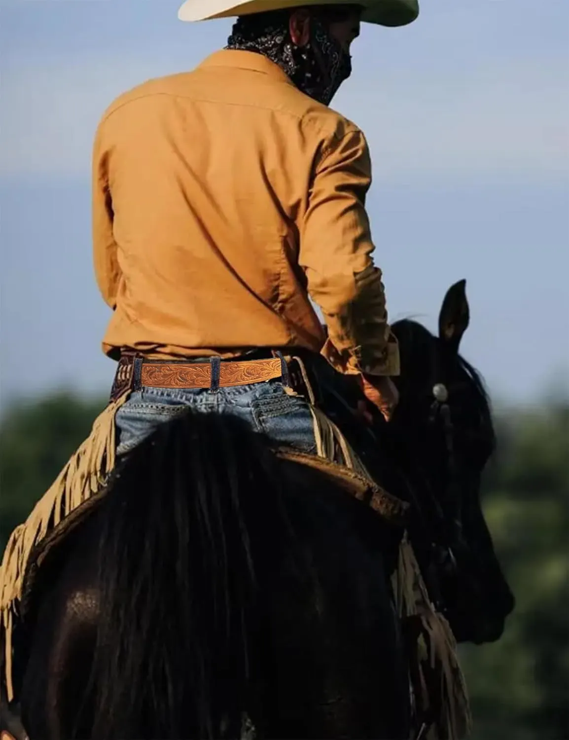 TOPACC 2 Pack Western Belts for Men Women Without Buckle Cowgirl Cowboy Belt Strap 1.5"