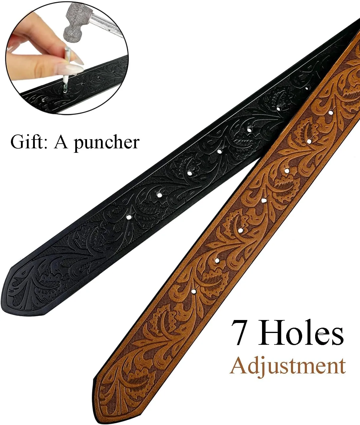 TOPACC 2 Pack Western Belts for Men Women Without Buckle Cowgirl Cowboy Belt Strap 1.5"
