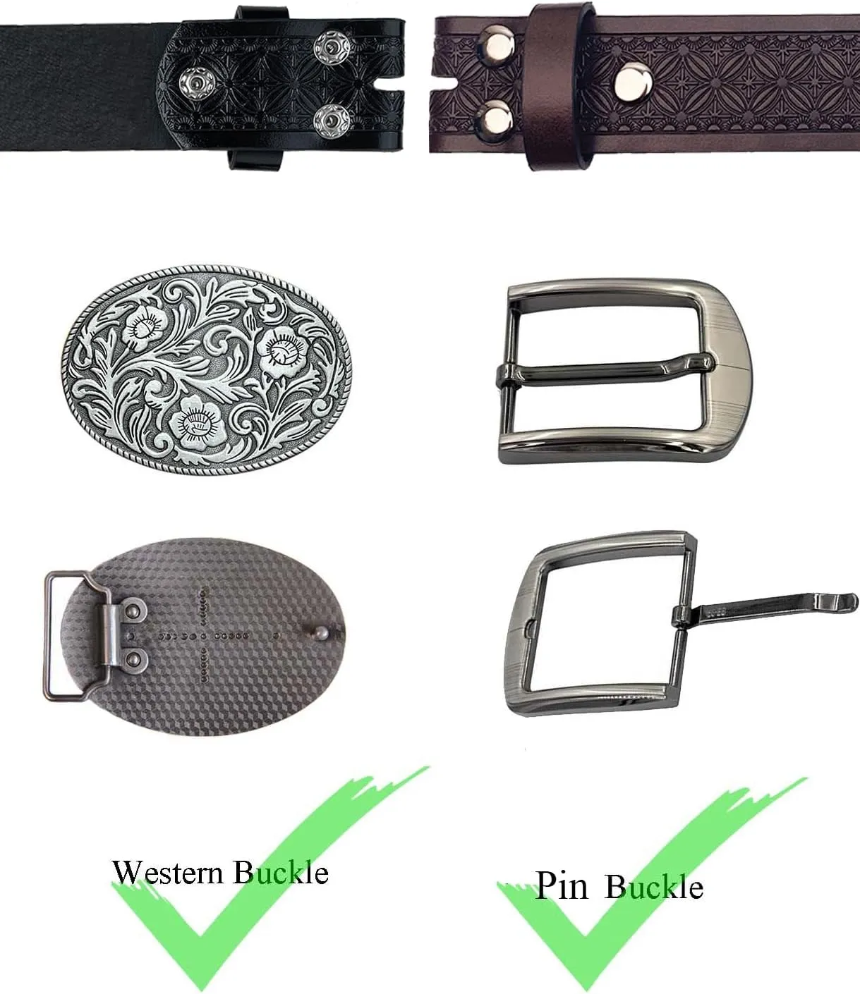 TOPACC 2 Pack Western Belts for Men Women Without Buckle Cowgirl Cowboy Belt Strap 1.5"
