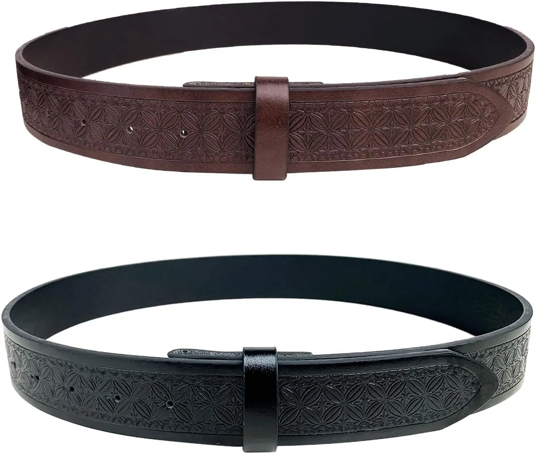 TOPACC 2 Pack Western Belts for Men Women Without Buckle Cowgirl Cowboy Belt Strap 1.5"