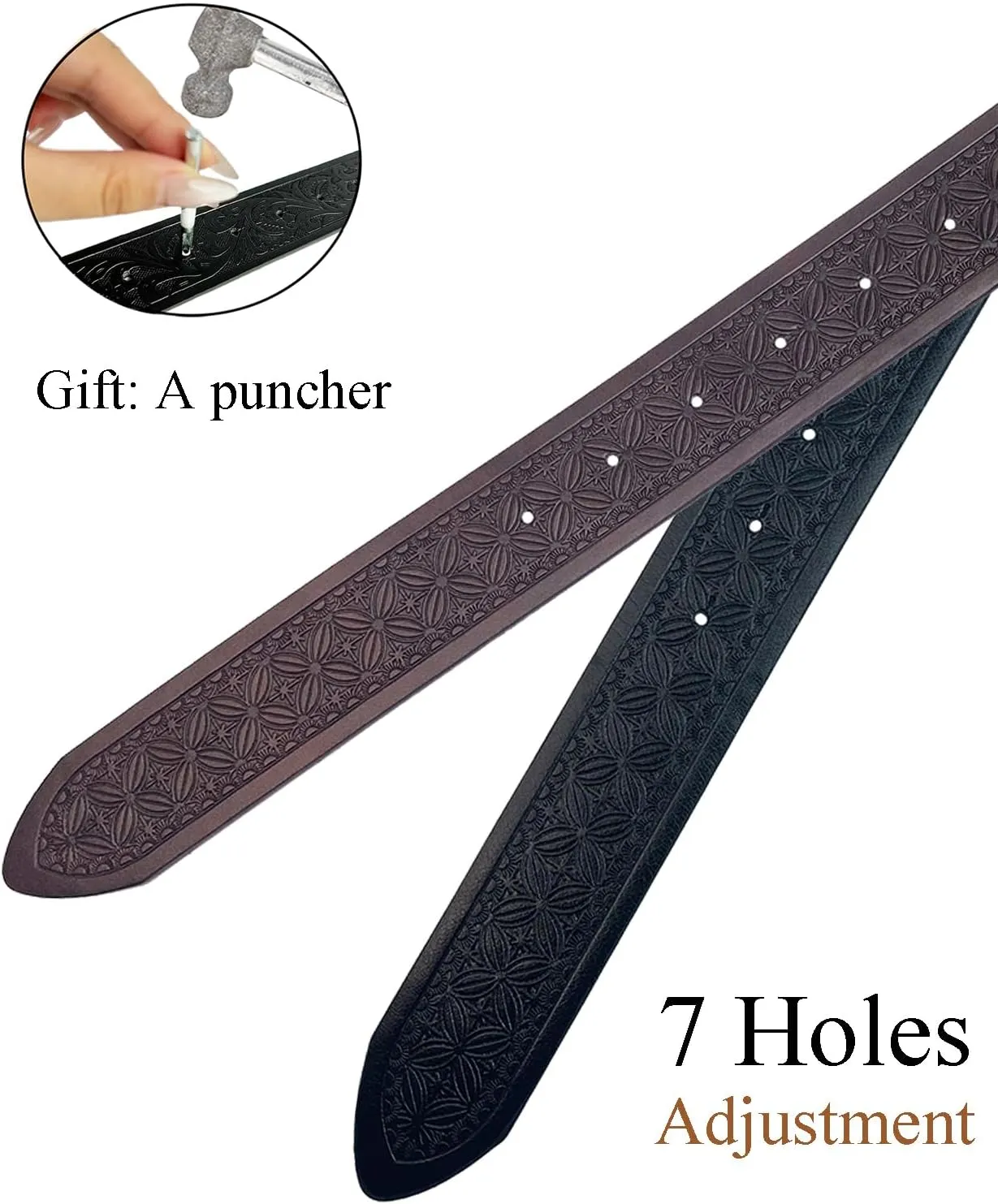 TOPACC 2 Pack Western Belts for Men Women Without Buckle Cowgirl Cowboy Belt Strap 1.5"