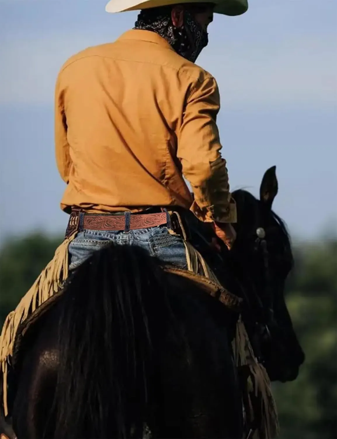 TOPACC 2 Pack Western Belts for Men Women Without Buckle Cowgirl Cowboy Belt Strap 1.5"