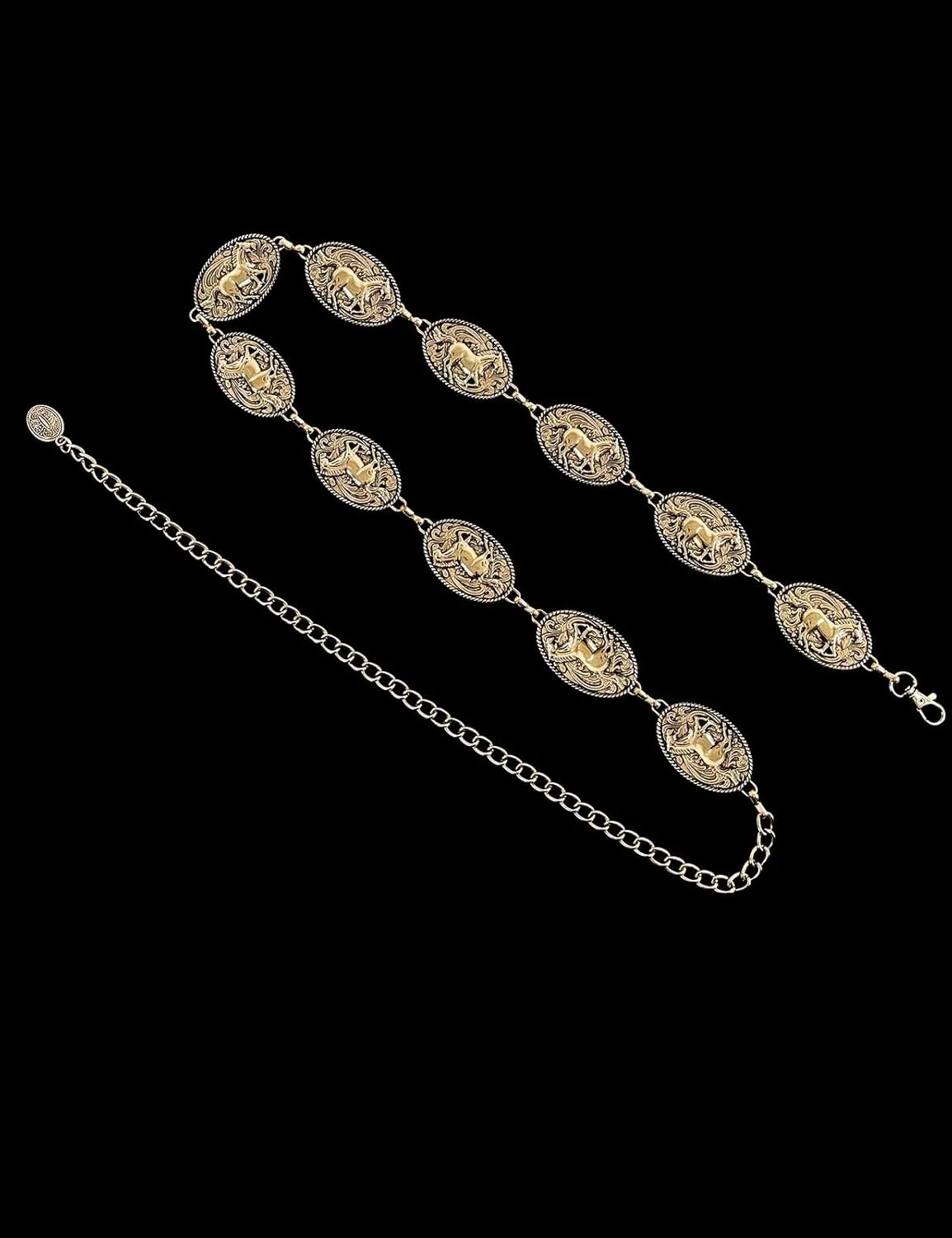 TOPACC Cowgirl Belts for Women Western Chain Belt Metal Concho Belt for Dresses Jeans Country Concert Outfit
