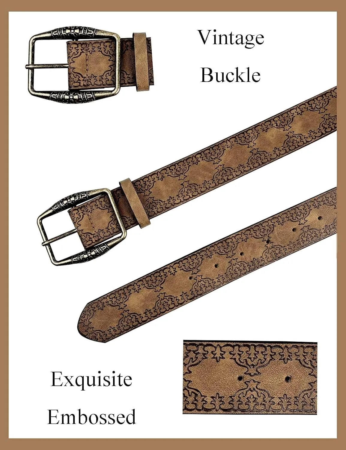 TOPACC Womens Western Belts for Jeans Cowgirl Belt with Buckle Girls Country Belt for Pants Dresses