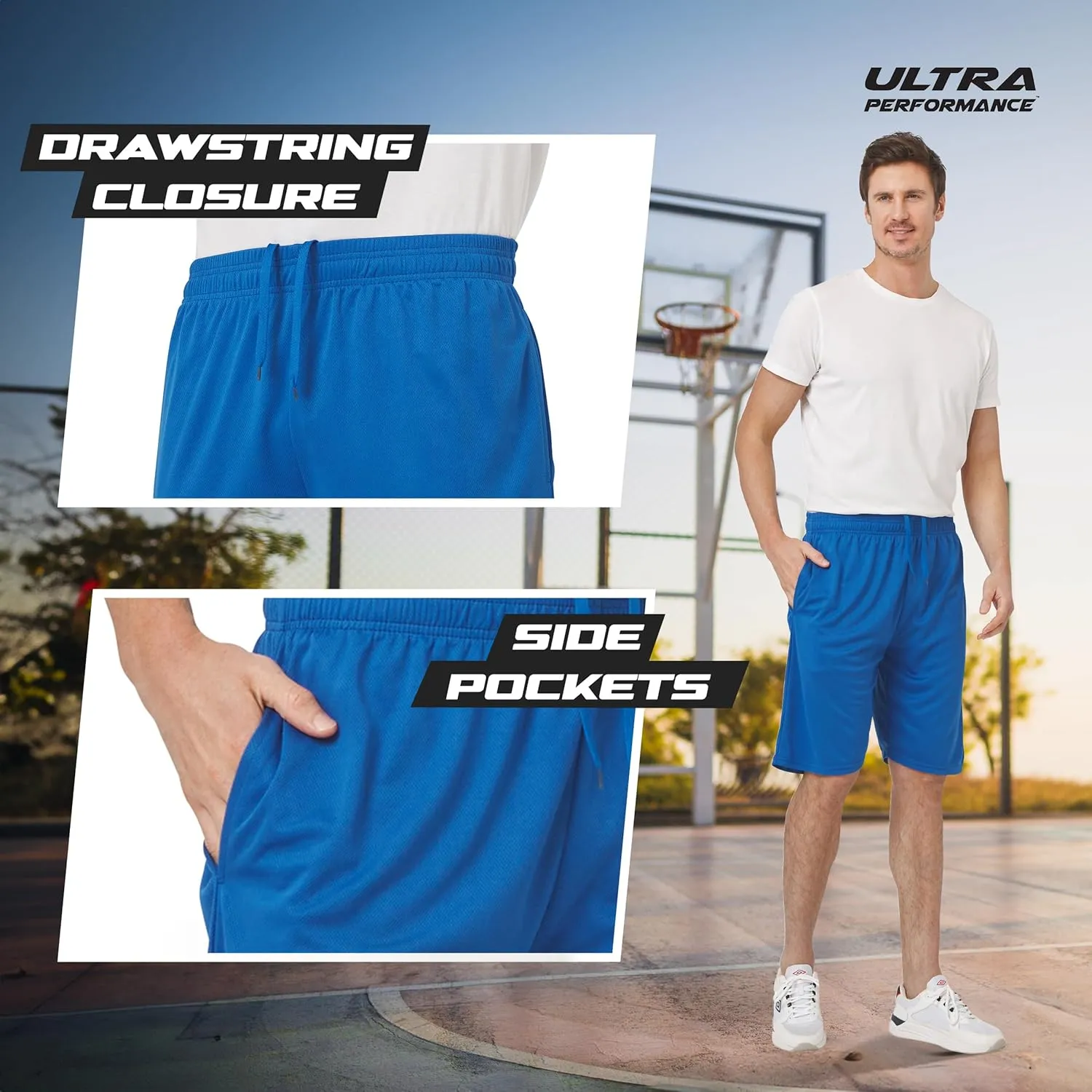Ultra Performance 5 Pack Mens Shorts, Athletic Gym Shorts Workout Basketball Shorts for Men, SM - 5X
