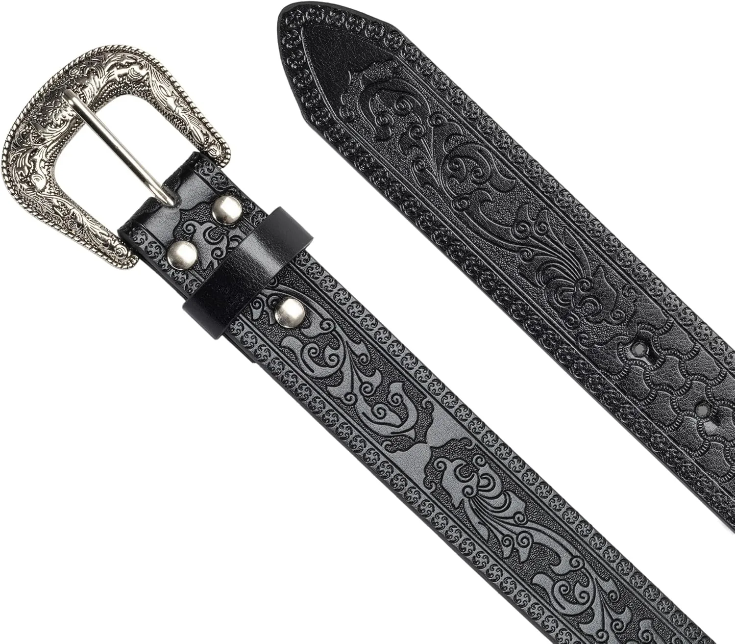 UTOWO Adjustable Vintage Western-Belts for Women Men - Engraved Buckle Cowgirl-Cowboy-Belt for Jeans fit 28-38" waist