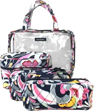 Vera Bradley 4 PC Cosmetic Organizer Large Travel Toiletry Case, Mod Paisley