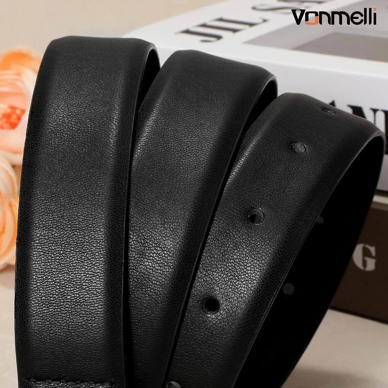 VONMELLI Belt for Women, Women's Leather Belt for Jean Dress, Fashion Ladies Belts with Rectangle Buckle