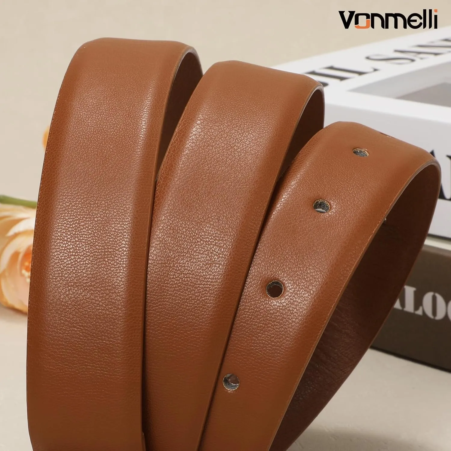 VONMELLI Belt for Women, Women's Leather Belt for Jean Dress, Fashion Ladies Belts with Rectangle Buckle