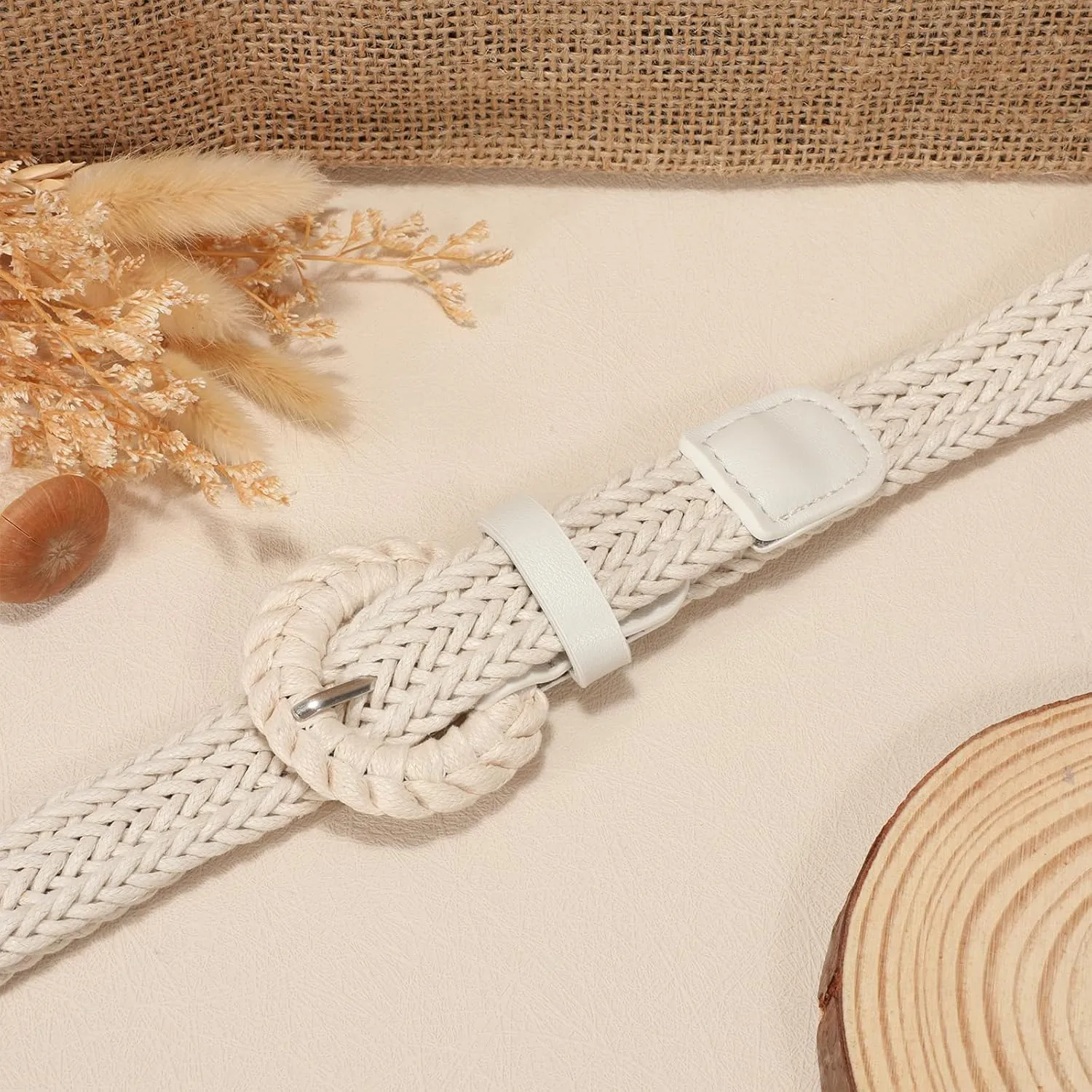 VONMELLI Braided Belt for Women, Woven Rattan Waist for Sunmmer Fashion Dress Jeans Thin Ladies Belts