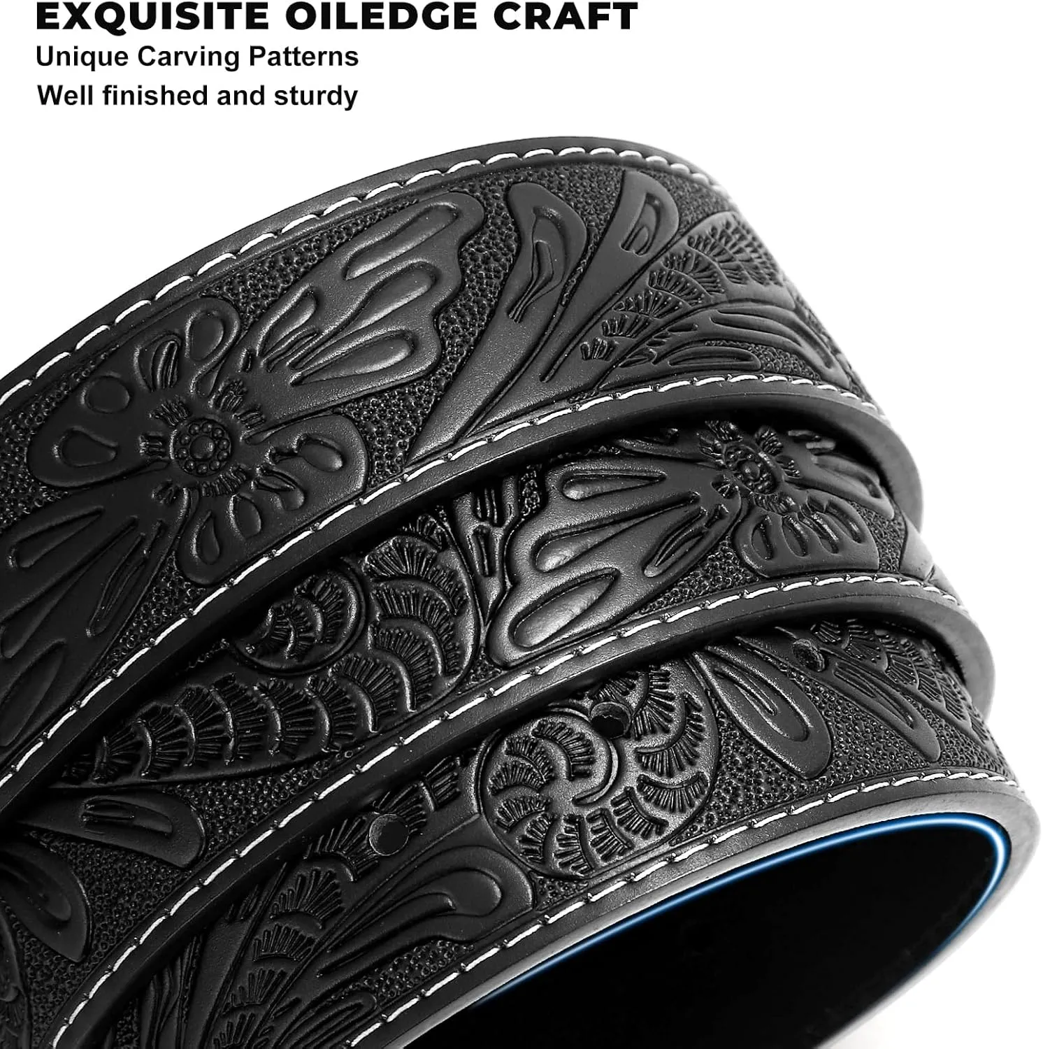 Western Leather Buckle Belt for Men Women Cowboy Cowgirl Mens Leather Belt for Jeans Christmas Men's Belt Gifts