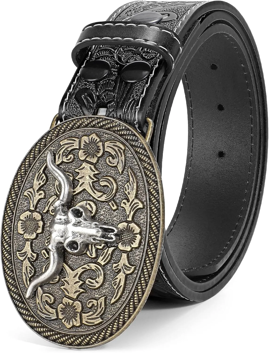 Western Leather Buckle Belt for Men Women Cowboy Cowgirl Mens Leather Belt for Jeans Christmas Men's Belt Gifts