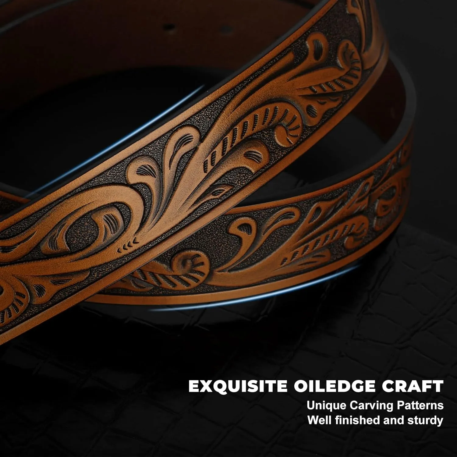 Western Leather Buckle Belt for Men Women Cowboy Cowgirl Mens Leather Belt for Jeans Christmas Men's Belt Gifts