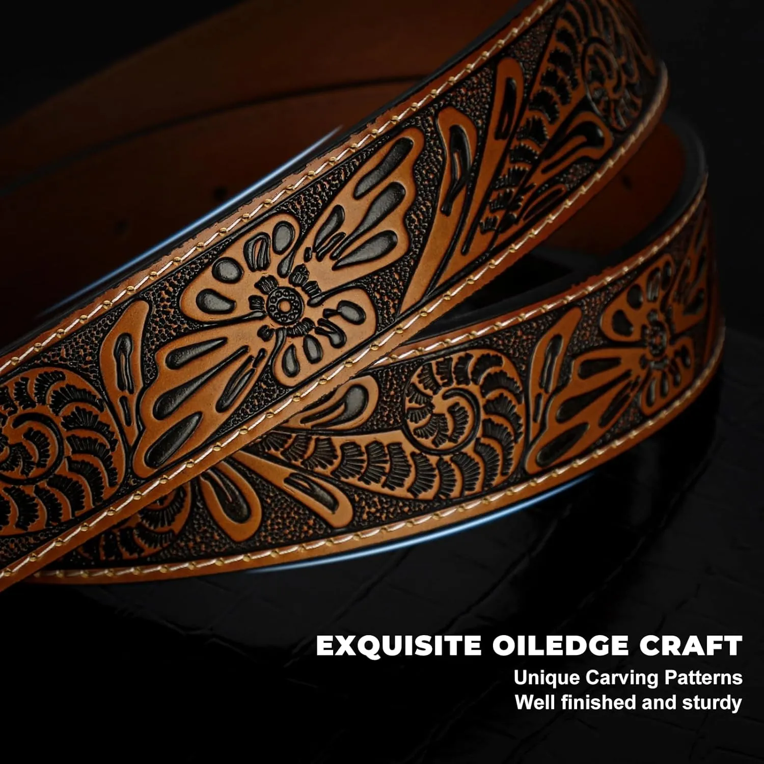 Western Leather Buckle Belt for Men Women Cowboy Cowgirl Mens Leather Belt for Jeans Christmas Men's Belt Gifts