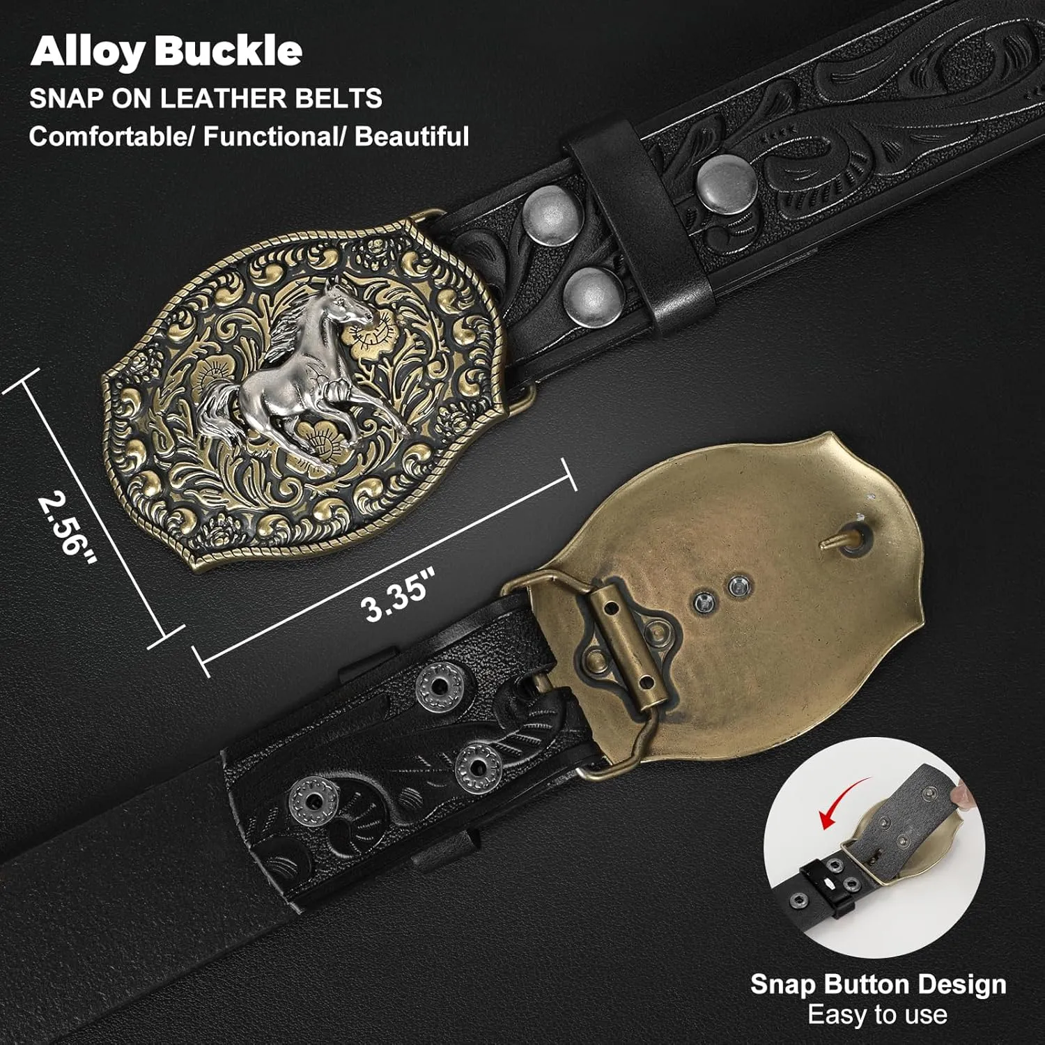 Western Leather Buckle Belt for Men Women Cowboy Cowgirl Mens Leather Belt for Jeans Christmas Men's Belt Gifts