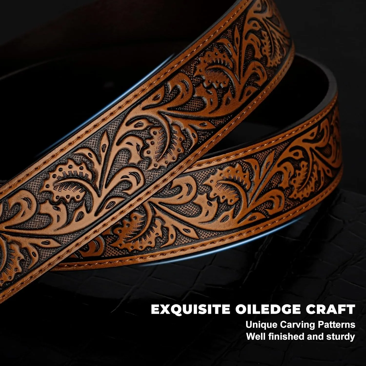Western Leather Buckle Belt for Men Women Cowboy Cowgirl Mens Leather Belt for Jeans Christmas Men's Belt Gifts