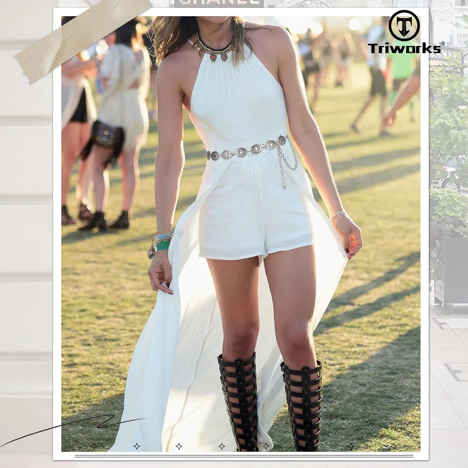 Western Metal Concho Belt for Women Western Cowgirl Chain Belts for Dresses Jeans Country Concert Outfit Belt