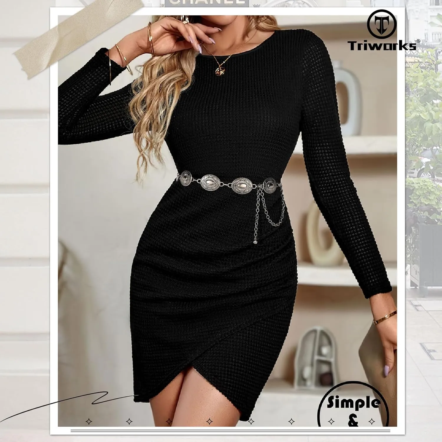 Western Metal Concho Belt for Women Western Cowgirl Chain Belts for Dresses Jeans Country Concert Outfit Belt