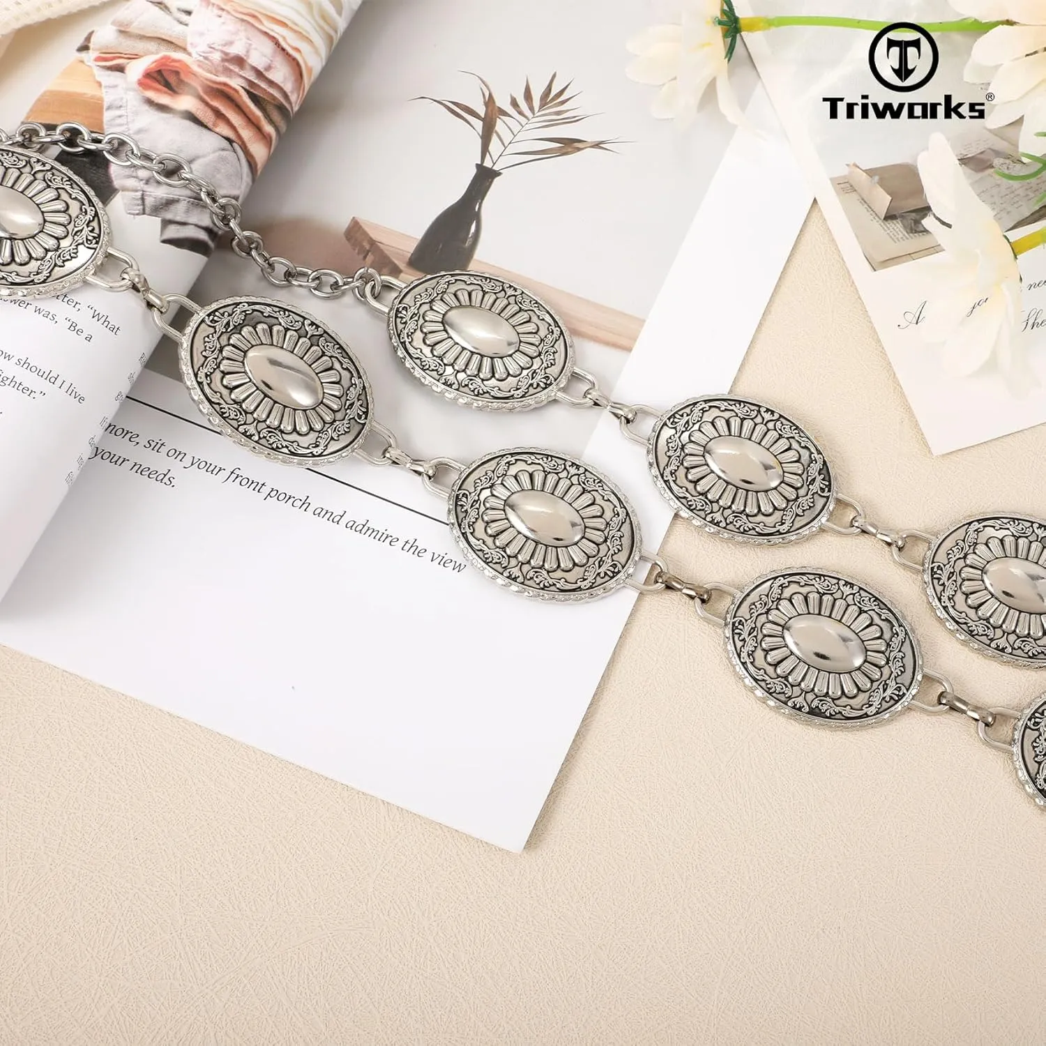 Western Metal Concho Belt for Women Western Cowgirl Chain Belts for Dresses Jeans Country Concert Outfit Belt