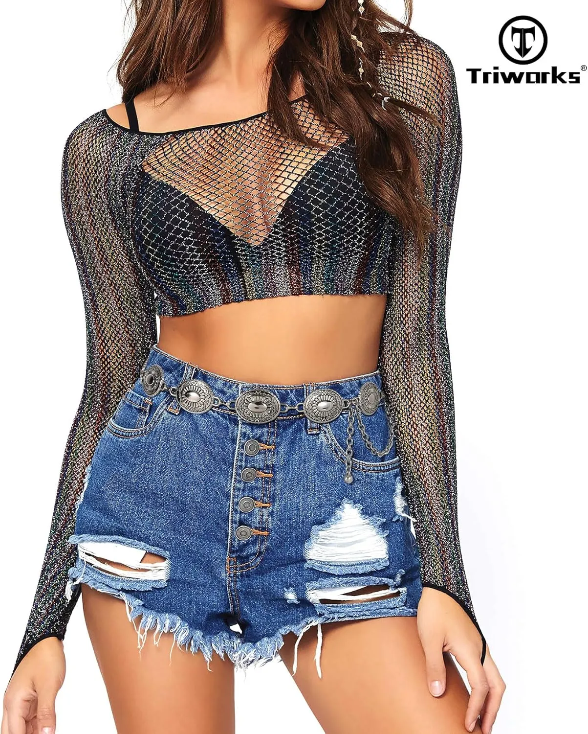 Western Metal Concho Belt for Women Western Cowgirl Chain Belts for Dresses Jeans Country Concert Outfit Belt