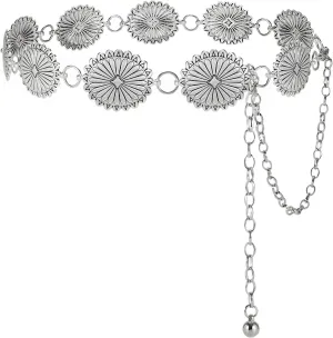 Western Metal Concho Belt for Women Western Cowgirl Chain Belts for Dresses Jeans Country Concert Outfit Belt