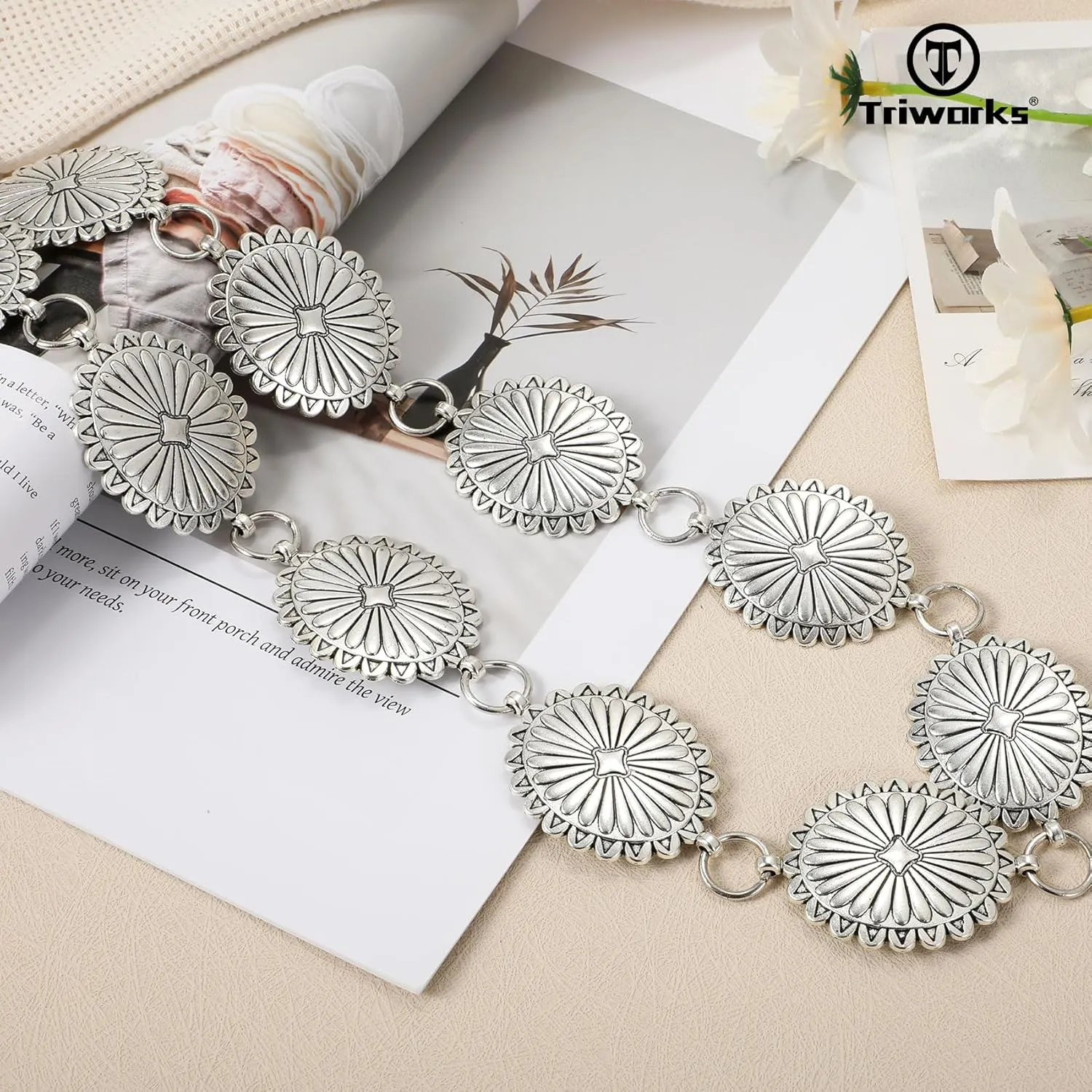 Western Metal Concho Belt for Women Western Cowgirl Chain Belts for Dresses Jeans Country Concert Outfit Belt