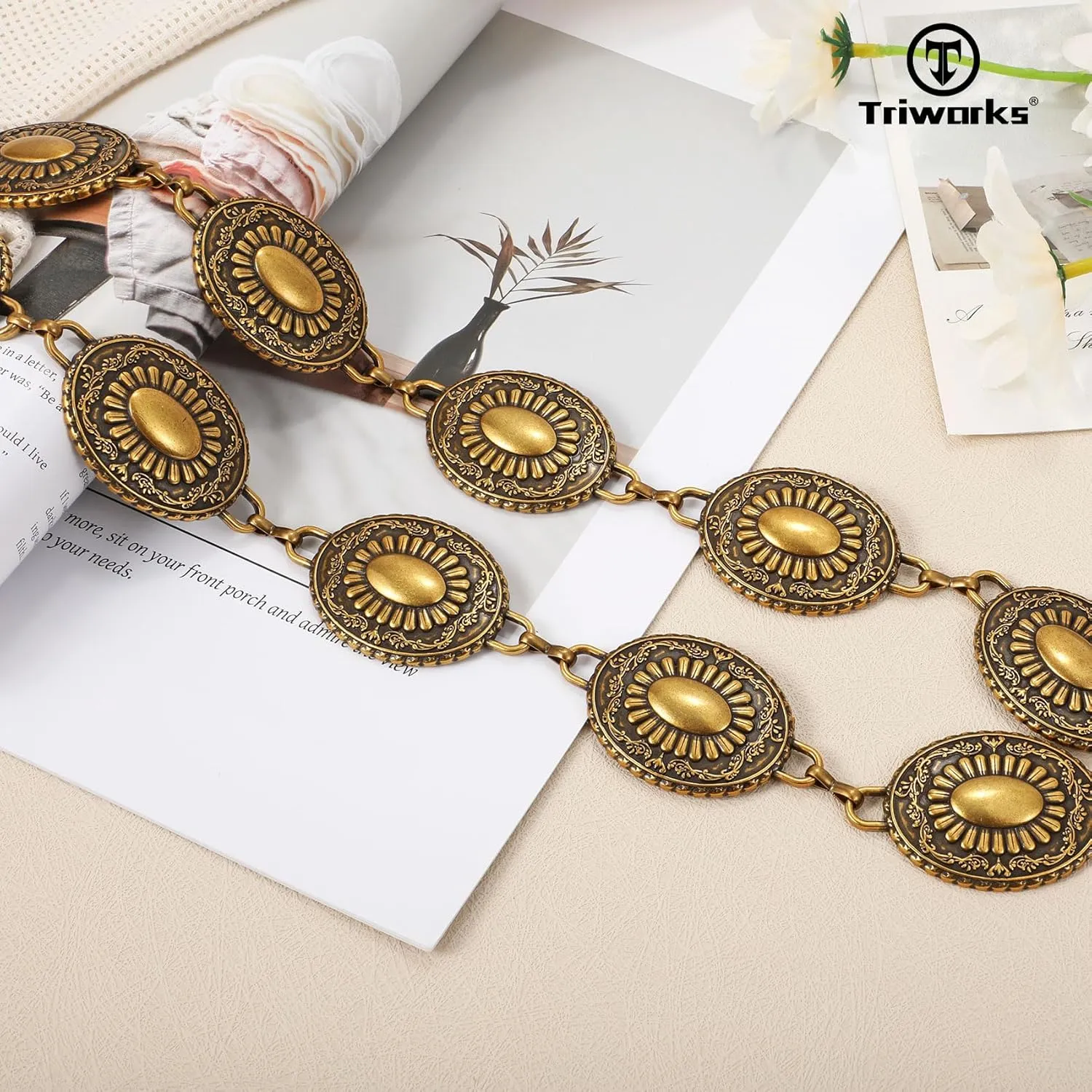 Western Metal Concho Belt for Women Western Cowgirl Chain Belts for Dresses Jeans Country Concert Outfit Belt