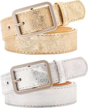 Women Bling Belts Shiny Gold Silver Leather Belt Club Party Jeans Pants Dresses Belts
