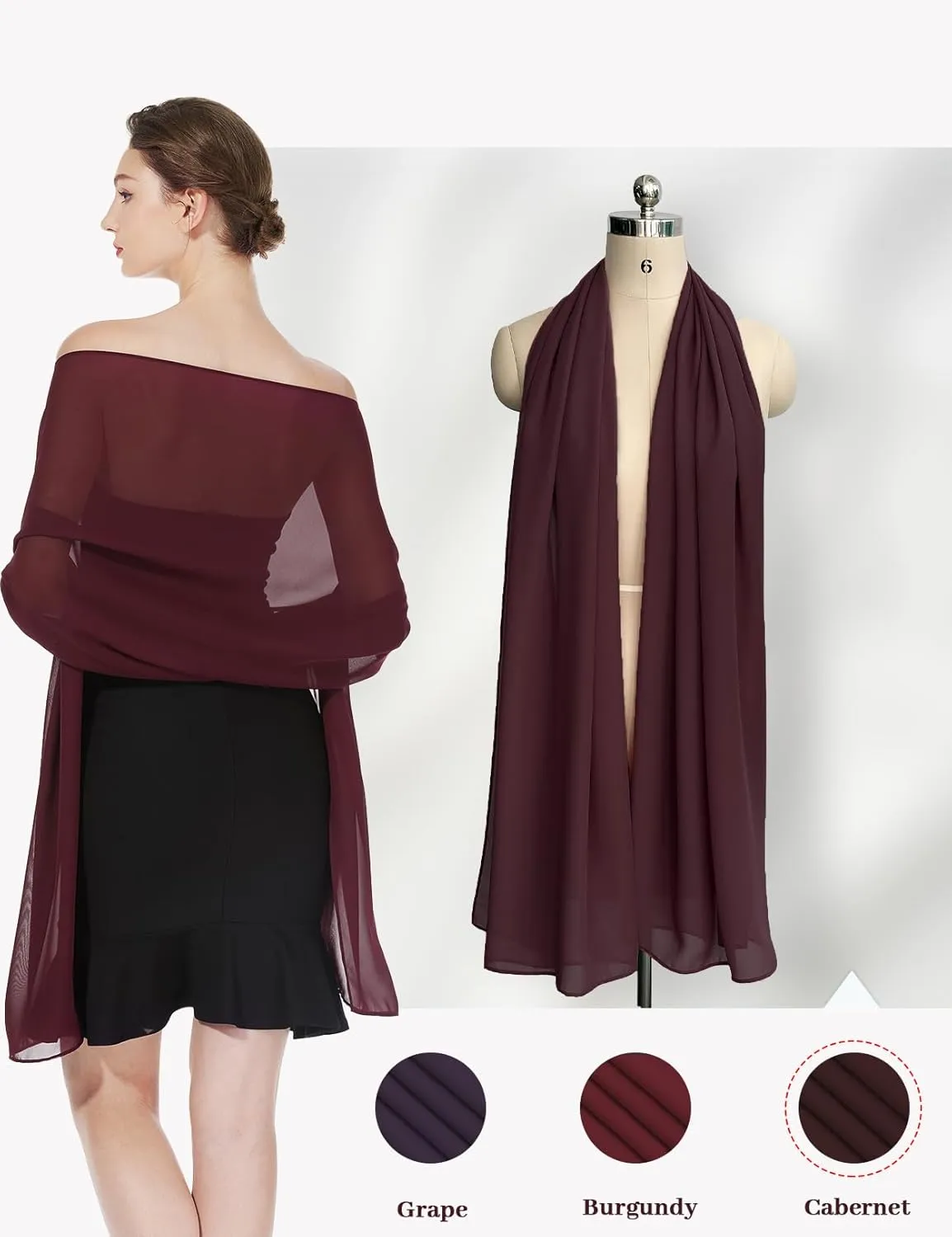 Women Chiffon Shawls and Wraps for Evening Dresses Wedding Party Travel Scarves Pashmina Bikini Cover Up