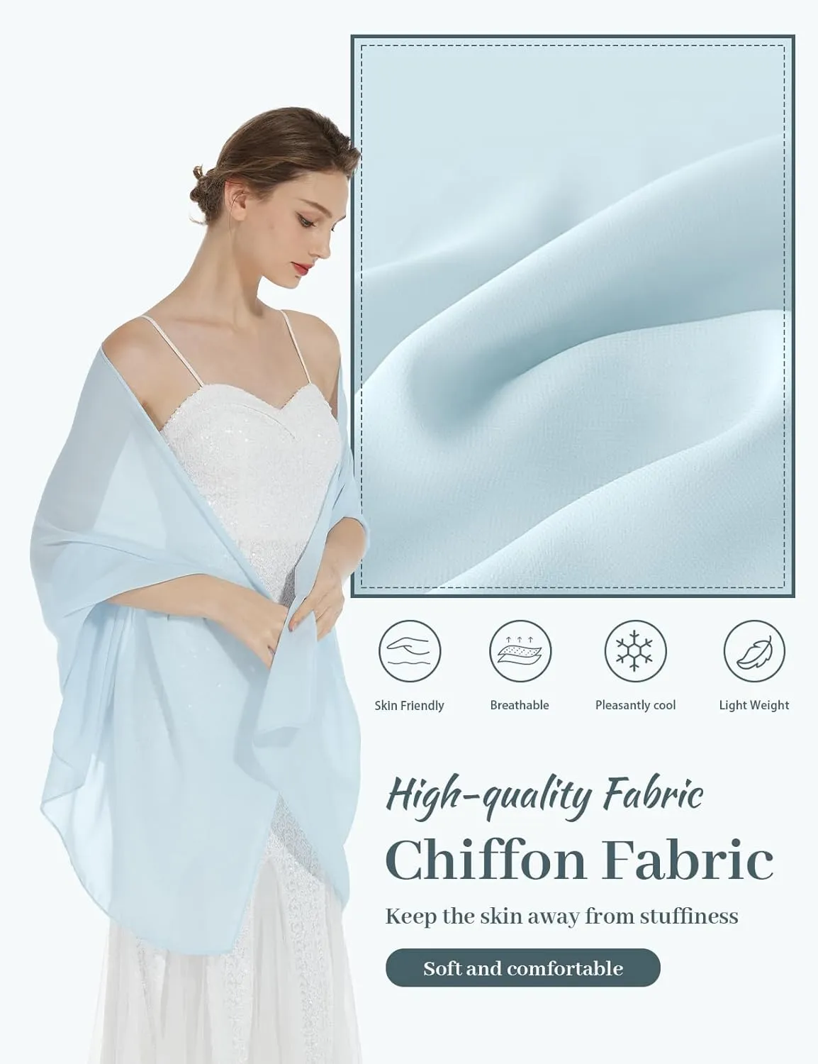 Women Chiffon Shawls and Wraps for Evening Dresses Wedding Party Travel Scarves Pashmina Bikini Cover Up