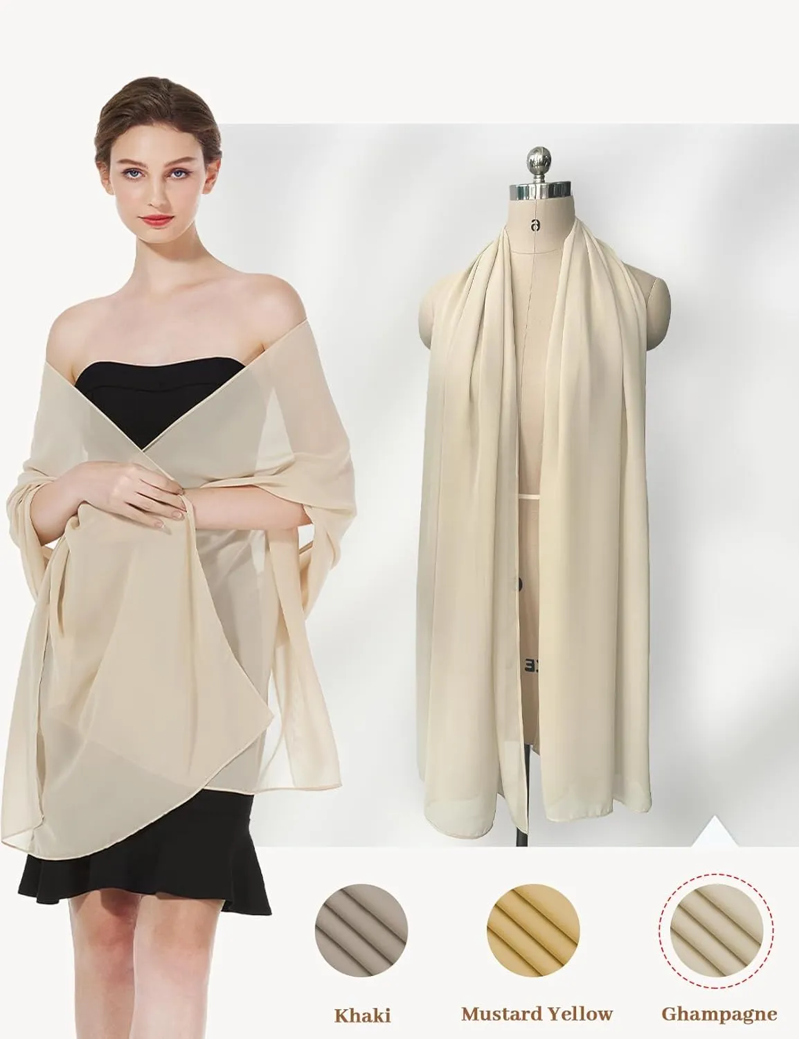 Women Chiffon Shawls and Wraps for Evening Dresses Wedding Party Travel Scarves Pashmina Bikini Cover Up