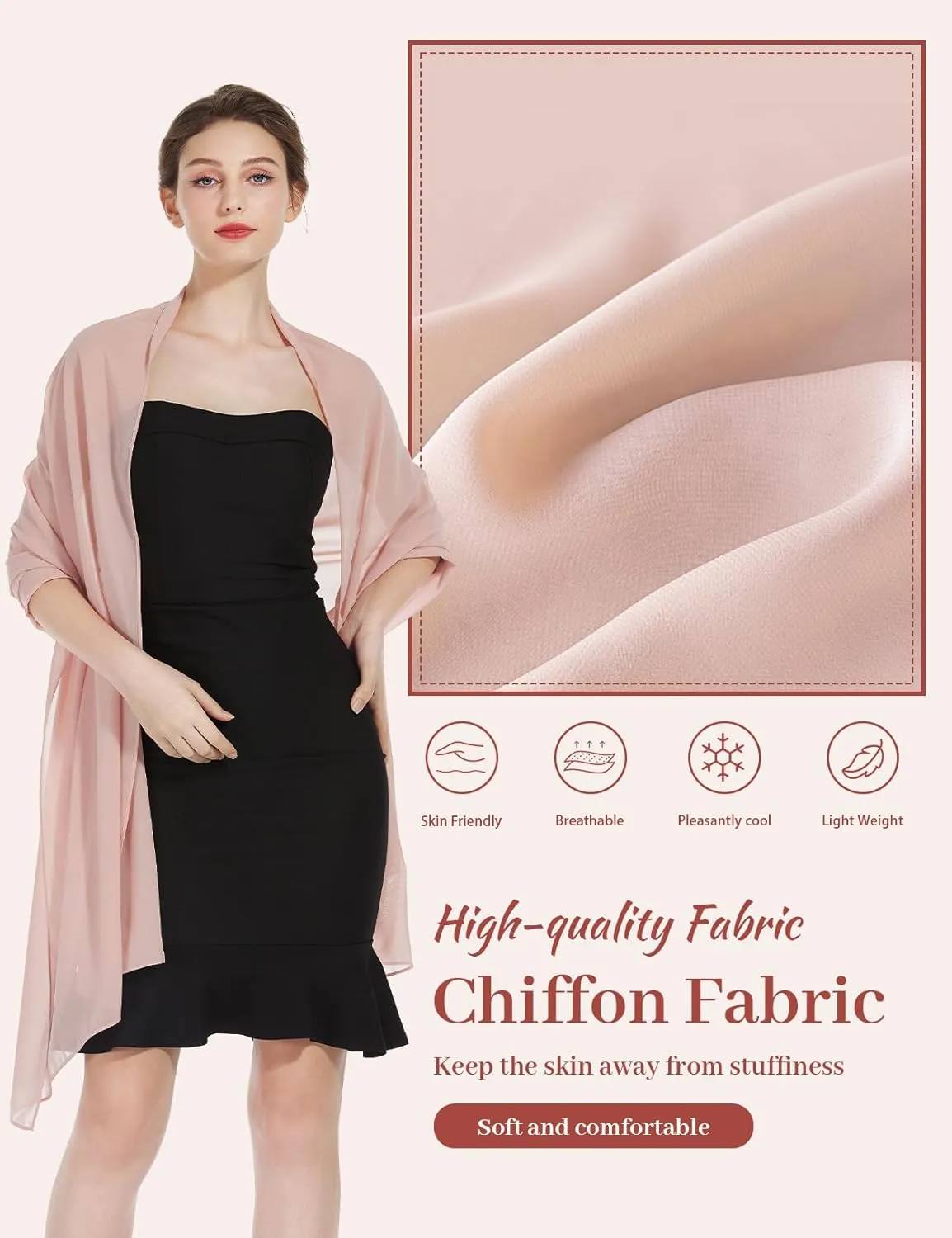 Women Chiffon Shawls and Wraps for Evening Dresses Wedding Party Travel Scarves Pashmina Bikini Cover Up