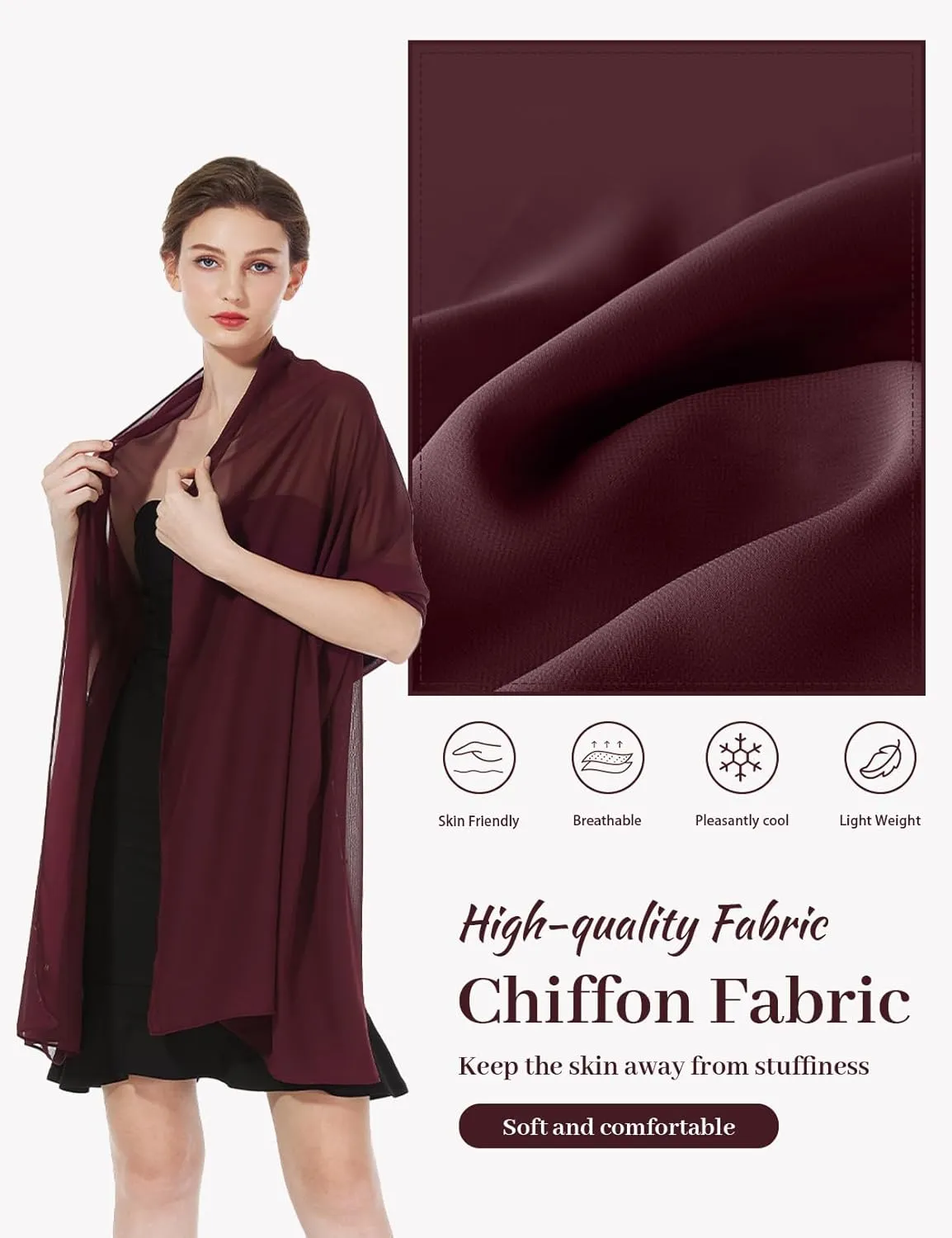 Women Chiffon Shawls and Wraps for Evening Dresses Wedding Party Travel Scarves Pashmina Bikini Cover Up