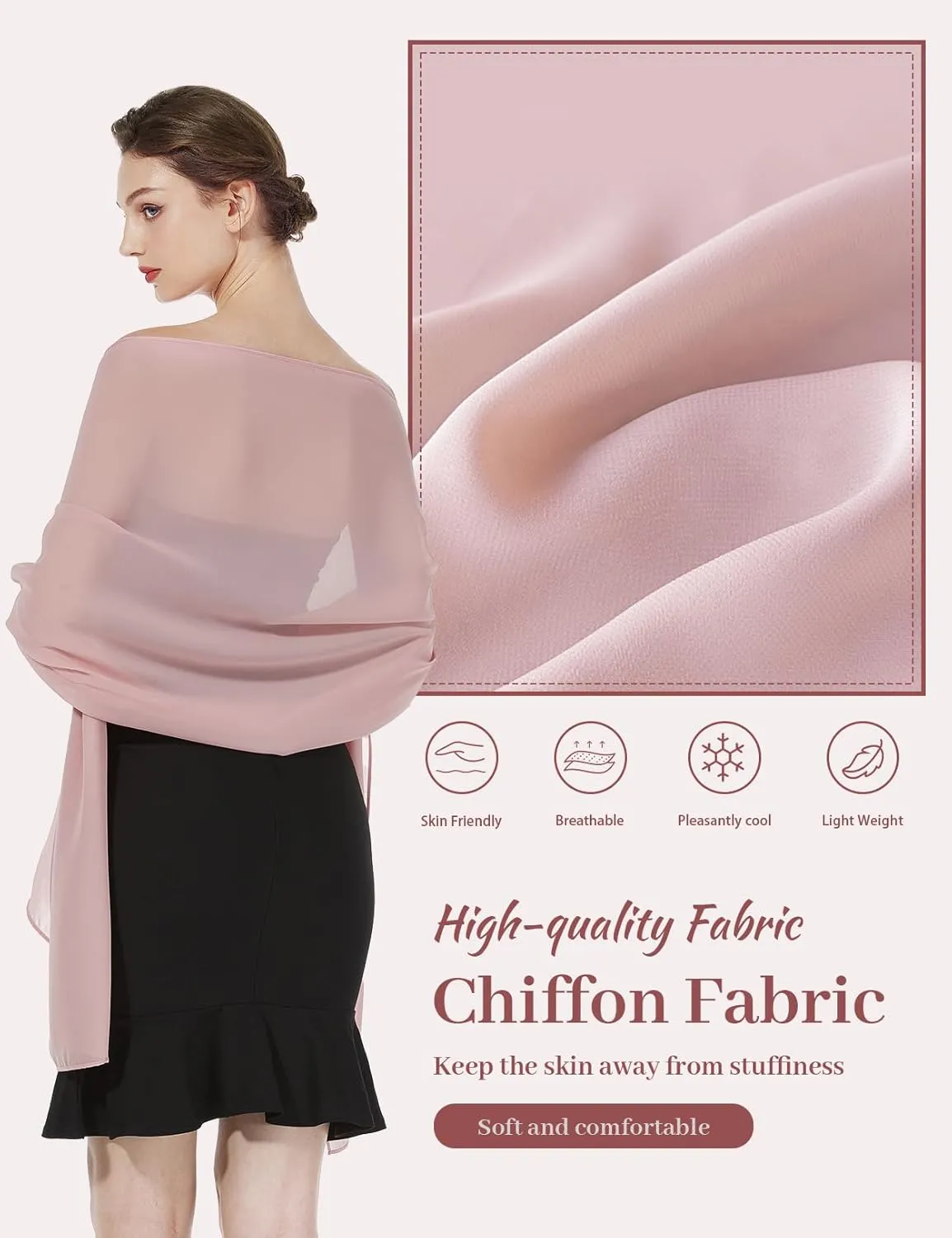 Women Chiffon Shawls and Wraps for Evening Dresses Wedding Party Travel Scarves Pashmina Bikini Cover Up