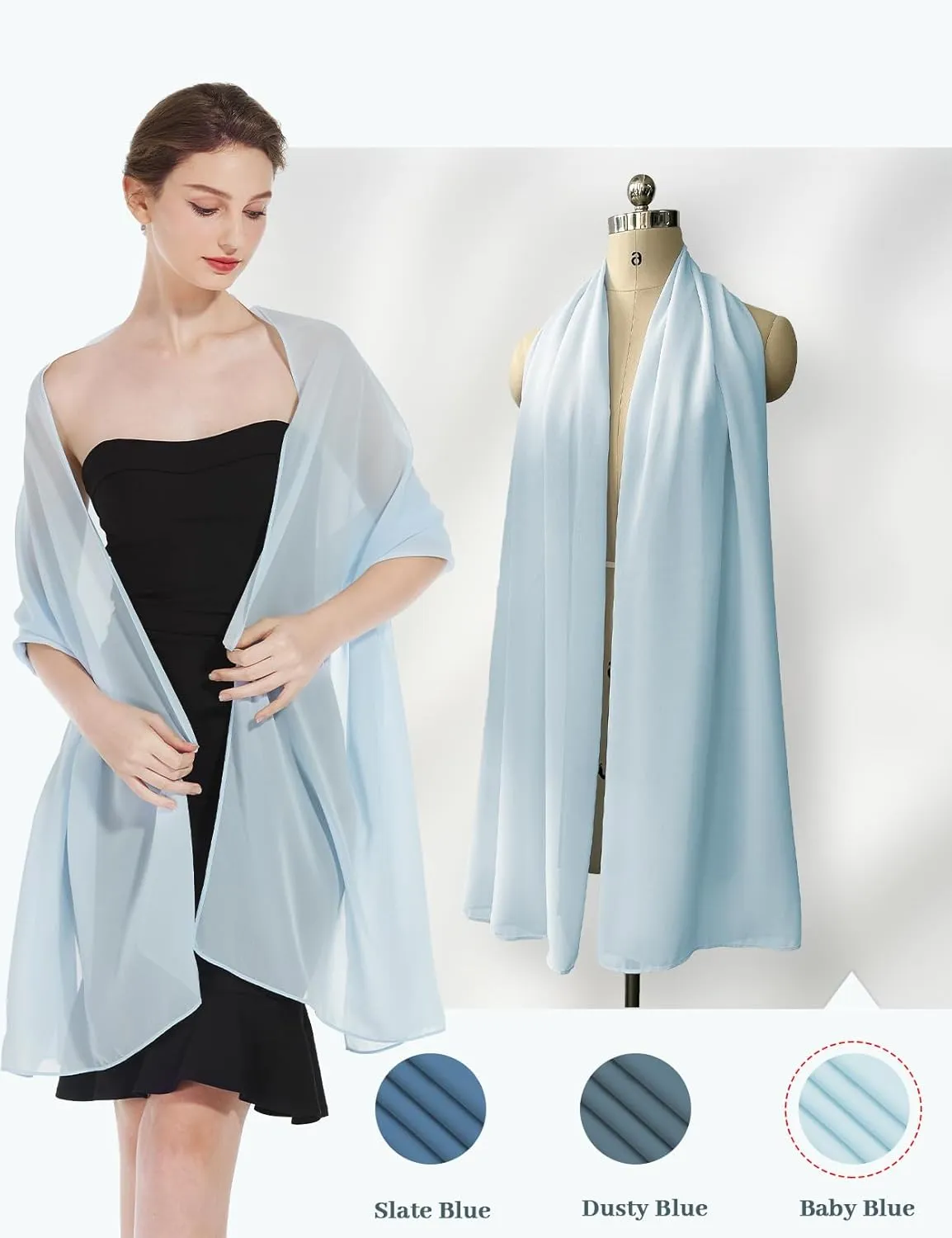 Women Chiffon Shawls and Wraps for Evening Dresses Wedding Party Travel Scarves Pashmina Bikini Cover Up