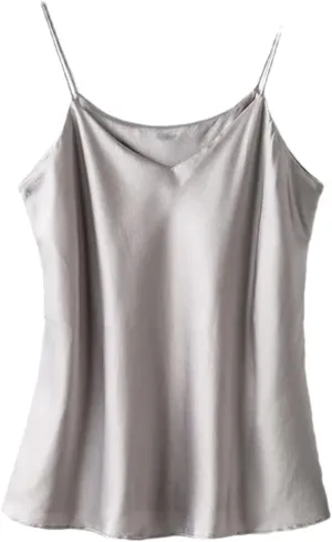 Women Double-Layer Silk Camisole Tops Summer Sexy Spaghetti Strap V-Neck Tanks Vest